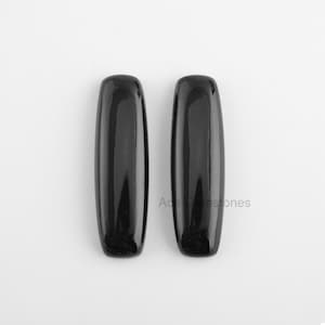 Black Onyx Rounded Rectangle Smooth Loose Gemstone Flat Back Cabochon, Wholesale Gemstone, Gemstone Supplies, 10x35mm Paire Gemstone