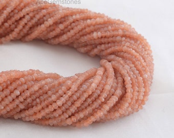 Pink Moonstone Beads, Rondelle Beads, Semiprecious Beads, Gemstone Beads, Wholesale Beads, A+ Grade, 3-4 mm, 35 cm Strand