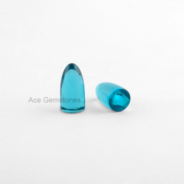 Bullet Shape Gemstone Cabochon Sky Blue Quartz Loose Smooth Gemstone 8x16mm AAA Grade - 5pcs.