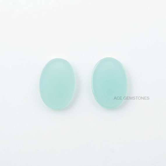 Aqua Chalcedony 14x20x3mm Oval Shape Gemstone-Jewelry Making Gemstone-Aqua Chalcedony Gemstone-Calibrated Cabochon-Wholesale Gemstone -2 Pcs