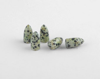 Bullet Shape Gemstone Dalmatian Jasper Bullet Stone Loose Smooth Gemstone Cabochons AAA Grade - 5pcs.