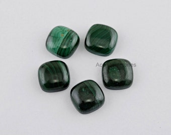 Vert Malachite Pierre Cabochon coussin 12x12mm D.c.a. - 5 Pcs., vente en gros de pierres précieuses en vrac