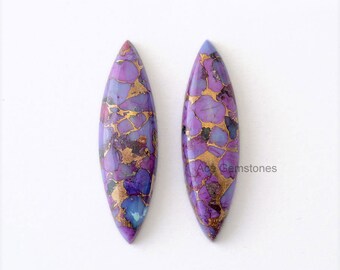 Copper Purple Turquoise Wholesale Loose Gemstone Flat Back Cabochon Long Marquise Pair 10x35 mm