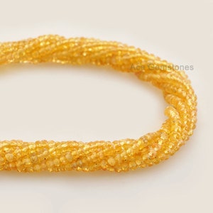 Yellow Sapphire Rondelle Faceted Semiprecious Wholesale Gemstone Beads A+ Grade, 3 mm, 36 cm - 1 Strand