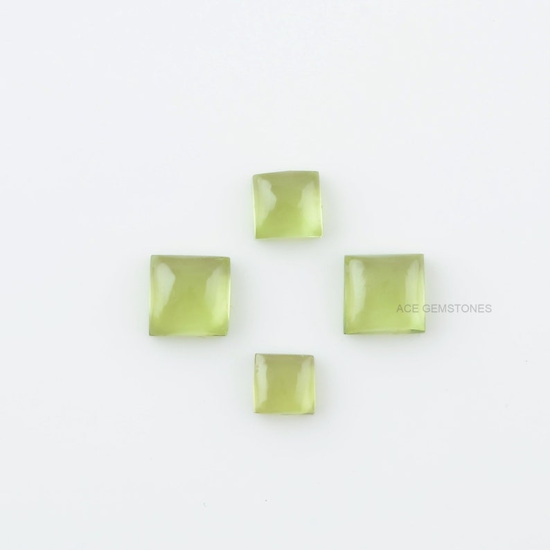 Natural Peridot 4 To 6 mm Square Shape Gemstone-Gemstone Cabochons-Peridot Gemstone-Wholesale Cabochons-Gemstone Lot 10 Pcs