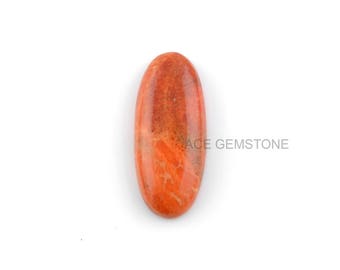 Röd korall 10 x 25 mm ovala ädelstenscabochoner - Kalibrerade cabochoner - Smyckestillverkning - Ädelstenar i grossistledet - Röd korallcabochoner - 5 st.