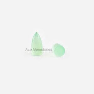5 pcs Bullet Cabochons Green Chalcedony 8x16mm Smooth Semiprecious Loose Gemstone Top Grade image 1