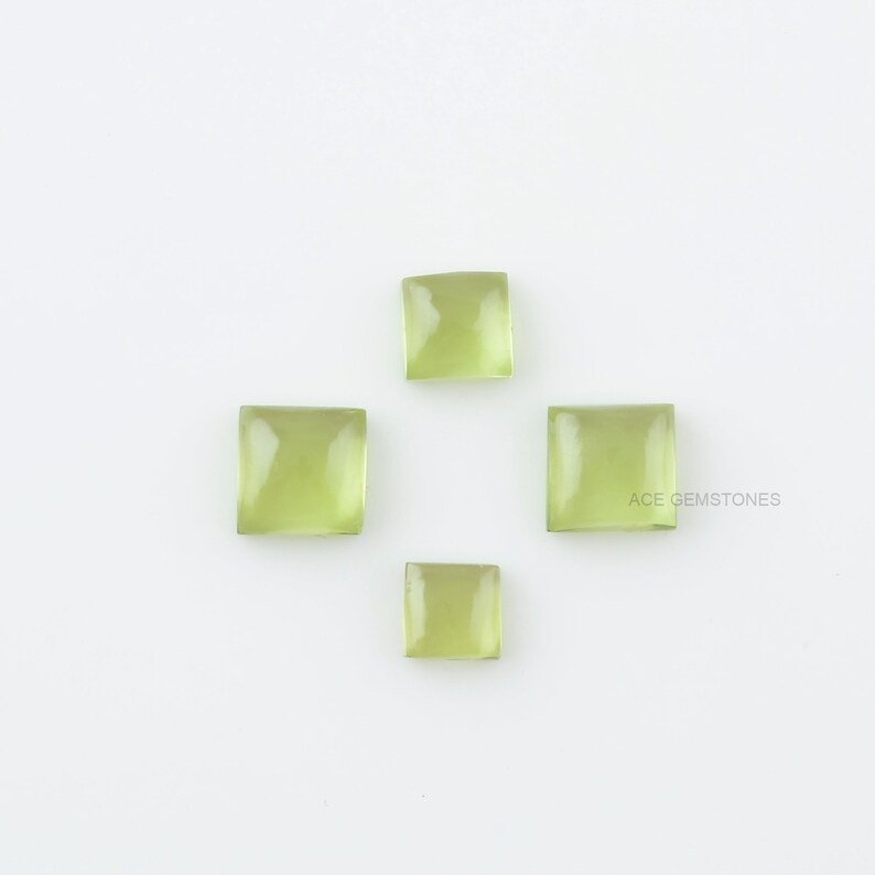 Natural Peridot 4 To 6 mm Square Shape Gemstone-Gemstone Cabochons-Peridot Gemstone-Wholesale Cabochons-Gemstone Lot 10 Pcs