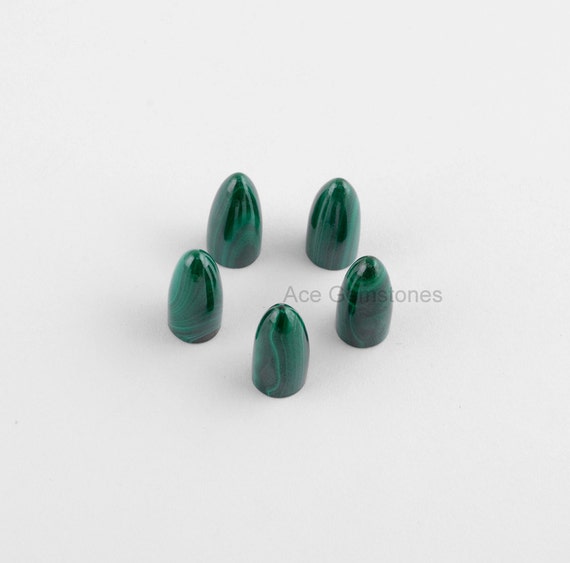Semi Precious Gemstone Making For Jewellry. Natural Malachite Bullet Cabochon Beautiful Green Bullet Malachite Gemstone Bullet Cabochon