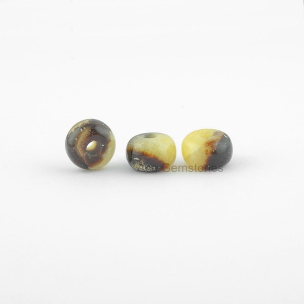 Big Hole Beads, Septarian Smooth Gemstone Rondelle European Style Large Hole Beads For Necklace and Bracelet - 5 Pcs.