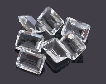 Cristal de Quartz Octagon 10x14mm Grade AAA gros caillou Excellent coupe - 5Pcs, fournitures de pierres précieuses