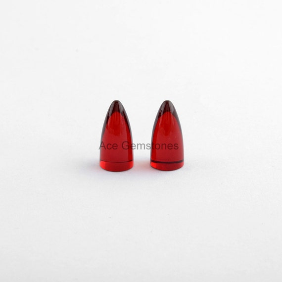 5 個の弾丸カボション レッドガーネットクォーツ 8 x 16 mm 滑らかな半