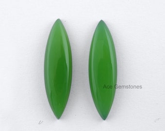 Green Chrysoprase Chalcedony Wholesale Loose Gemstone Smooth Flat Back Cabochon Marquise Pair 10x35 mm