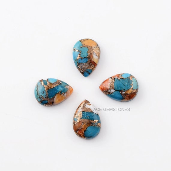 Mohave Copper Oyster Turquoise Pear Shape Loose Gemstone-Wholesale Gemstone-Copper Oyster Turquoise-Gemstone Cabochon Supplier-5 pcs