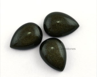 Gold Sheen Obsidian Smooth Calibrated Cabochons, Wholesale Loose Gemstone Pear 13x18mm AAA Grade - 6 Pcs.