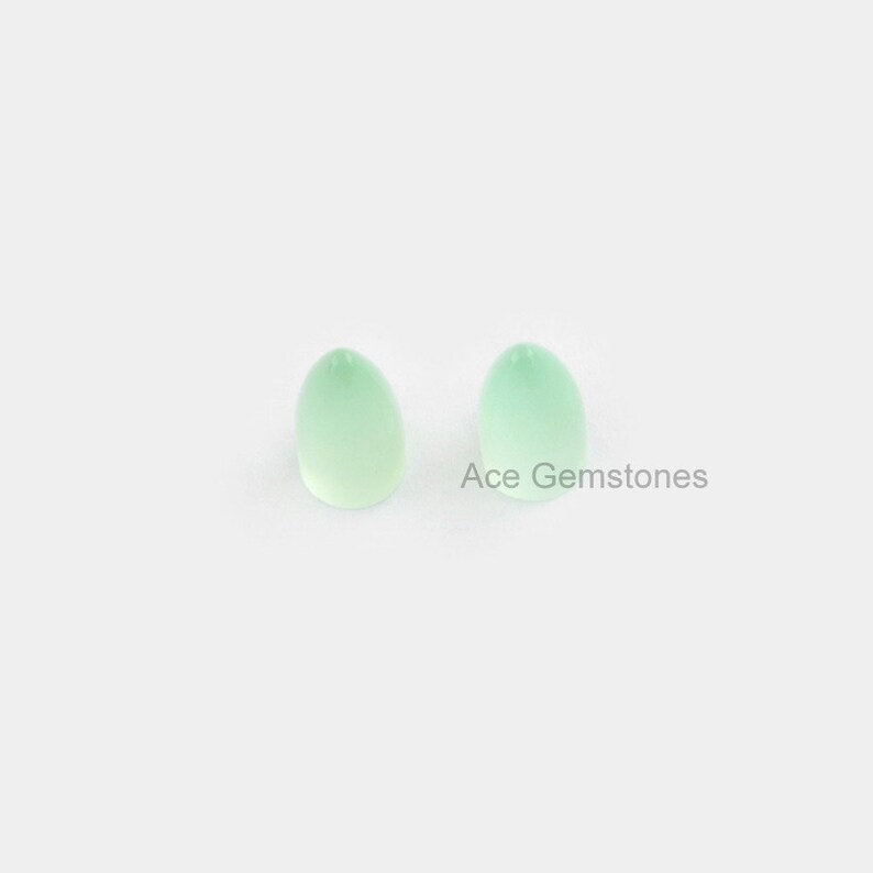 5 pcs Bullet Cabochons Green Chalcedony 8x16mm Smooth Semiprecious Loose Gemstone Top Grade image 3