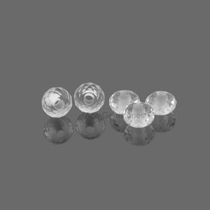 Big Hole Beads, Crystal Faceted Gemstone Rondelle European Style Large Hole Beads For Necklace and Bracelet - 5 Pcs.
