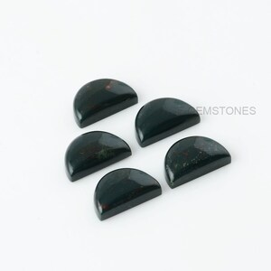 Bloodstone 10x16 mm Half Moon Shape Gemstone-Jewelry Making Gemstone-Wholesale Gemstone-Calibrated Cabochons-Bloodstone Gemstone- 5pcs image 3