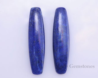 Lapis Lazuli 10x35 mm Fancy Flat Back Long Rectangle Cabochons, Gemstone Cabochons, Jewelry Making Gemstone- 2 pcs.