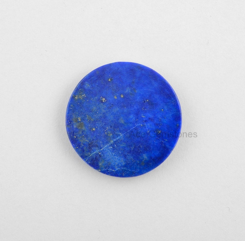 25x25mm Blue Lapis Stone, Flat Smooth Round Stone, Lapis Loose Gemstone, Calibrated Cabochons, Cabochons Gemstone, Wholesale Stone, 2 Pcs. image 2