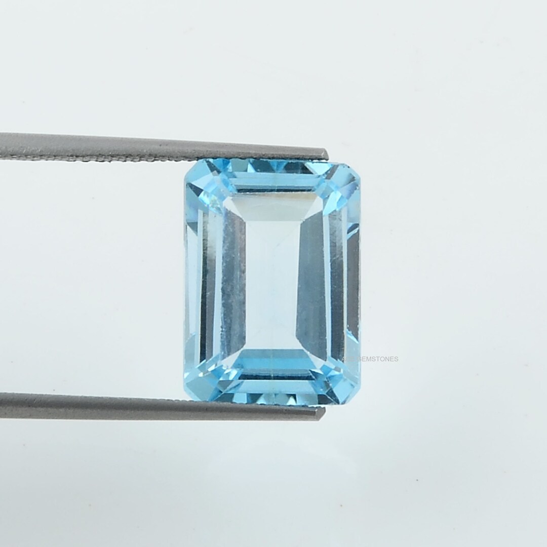 8.63 Ct Sky Blue Topaz 10x14 Mm Rectangle Genuine Gemstone- Emerald Cut ...