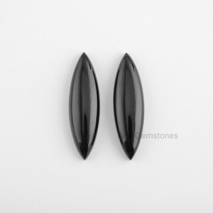 Black Onyx 10x35 mm Marquise Shape Pair Gemstones, Flat Back Cabochon, Wholesale Gemstone, Gemstone Supplier, Pair Cabochons 2pcs image 1