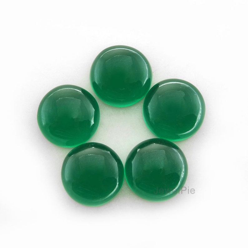 Green Emerald Quartz Loose Gemstone Round 12 mm Calibrated Cabochons AAA Grade 5 Pcs.