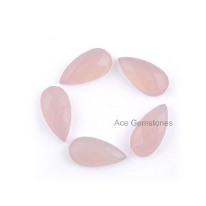 Pink Chalcedony Stone-Faceted Chalcedony-10x20 mm Pear Gemstone-Wholesale Chalcedony-Loose Cabochon-Cut Loose Gemstone-5pcs