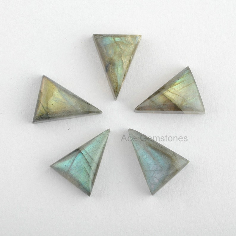 Labradorite Triangle Shape 10x15mm Gemstone, Calibrated Cabochons Gems Supplies, AAA Grade Labradorite Loose Cabochon, Jewelry Making 5 Pcs image 1
