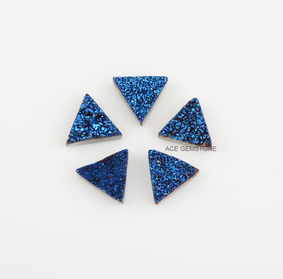 Blue Druzy-Titanium Blue Druzy-Flat Back-Triangle 12x12 mm-Making jewelry-High Quality-Wholesale Gemstones-2 Pcs