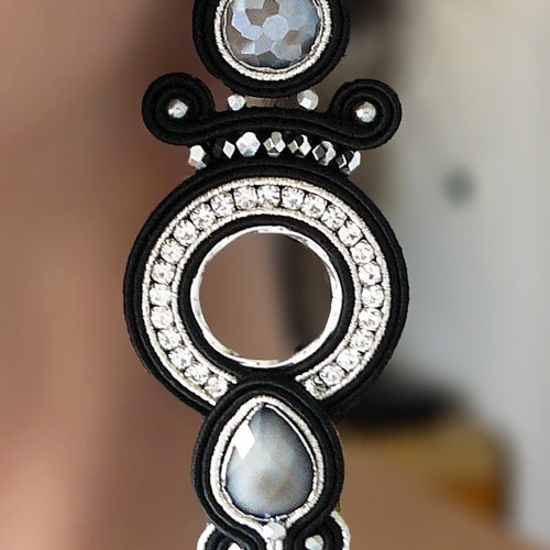 Very long Soutache Earrings, Handmade Earrings, Hand Embroidered, shops Soutache Jewelry, Handmade from Italy, OOAK