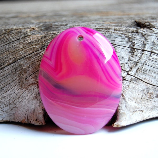 Pink agate gemstone cabochon natural large hot pink pendant bead dragon veins agate