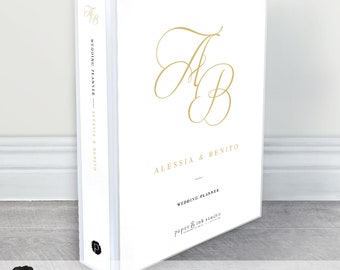 Personalisierte Hochzeitsplaner Organizer - Hochzeitsplanungsdatei - Hochzeitsplanungsbuch - Verlobungsgeschenk - Brautgeschenk // Klassisches Monogramm