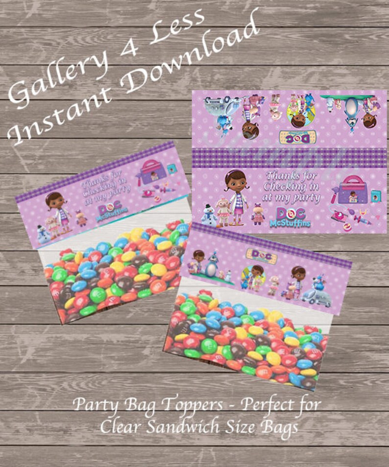 Doc Mcstuffins Party Bag Toppers Foldable Treat Favor Etsy