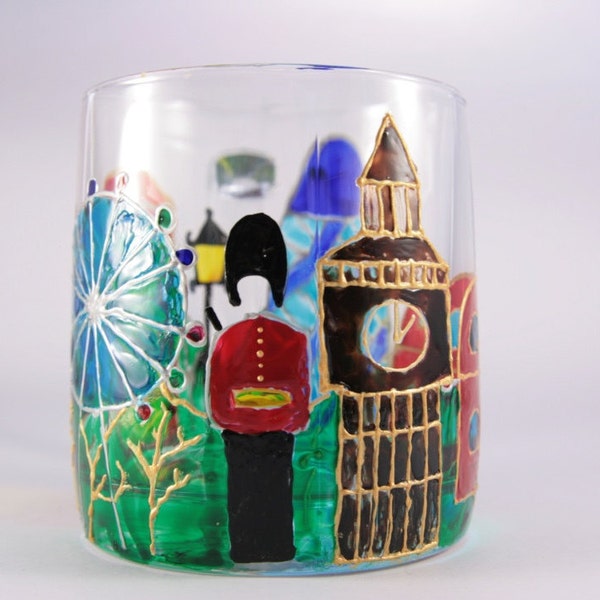 Londen mok handbeschilderde mokken grappige koffiekopje Skyline Handmade Gift glaswerk UK Souvenir Engeland reizen handgeschilderde gepersonaliseerde collega