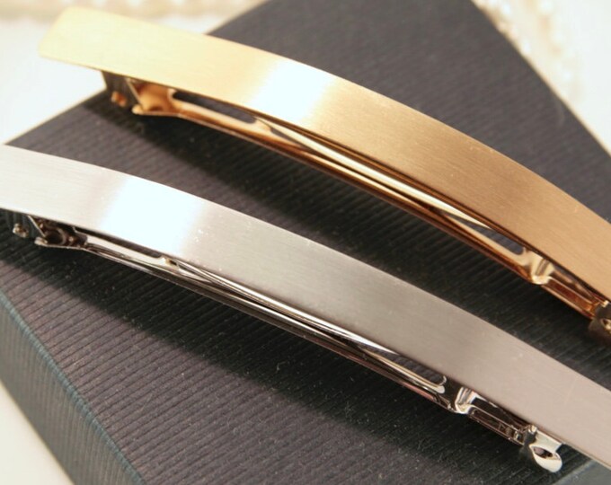 Gold Hair Barrette Plain Silver Barrette Gold Barrette Gold Etsy