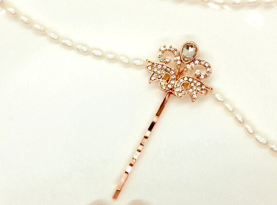Rose Gold Hair Clip Rose Gold Wedding Hair Pin Bridal Bobby Etsy
