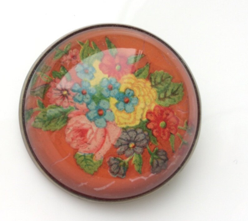Large Orange Brooch Vintage 1930s 40s Glass Brooch Cabochon Etsy