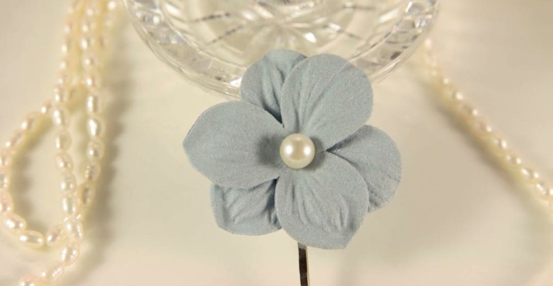 9. Pale Blue Flower Hair Bobby Pins - wide 4