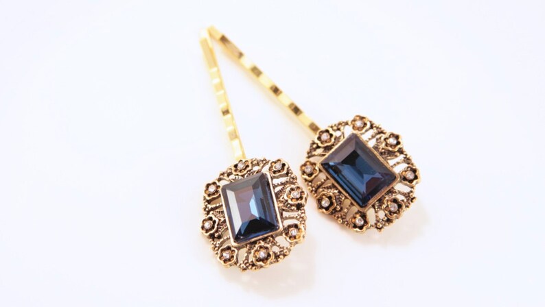 Antique Hair Pin Floral Hair Pins Sapphire Hair Pin Square Etsy