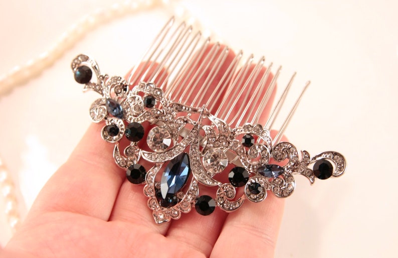 Sapphire Hair Comb Something Blue Hair Comb Blue Headpiece Etsy