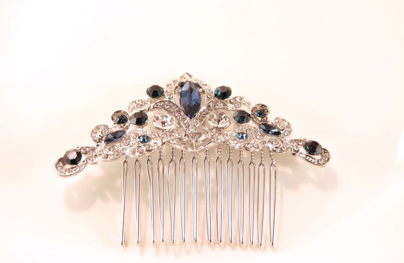 Sapphire Hair Comb Something Blue Hair Comb Blue Headpiece Etsy