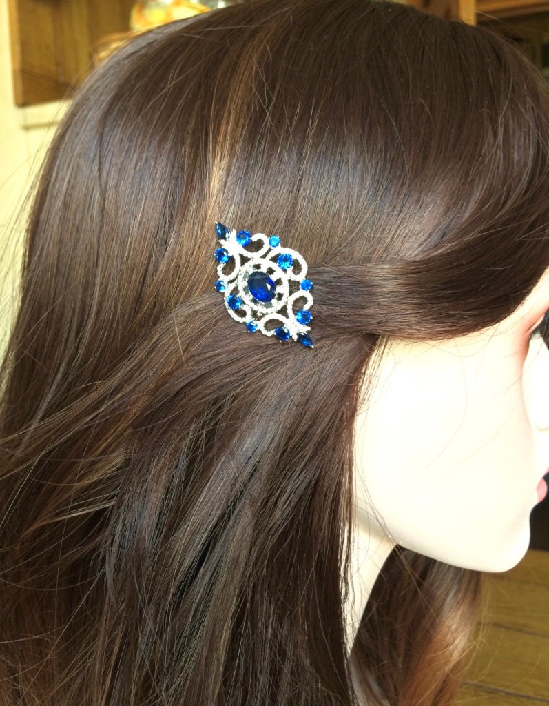 Blue Wedding Hair Accessories Bridal Blue Headpiece Bridal Etsy