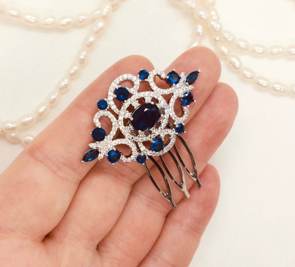 Blue Wedding Hair Accessories Bridal Blue Headpiece Bridal Etsy