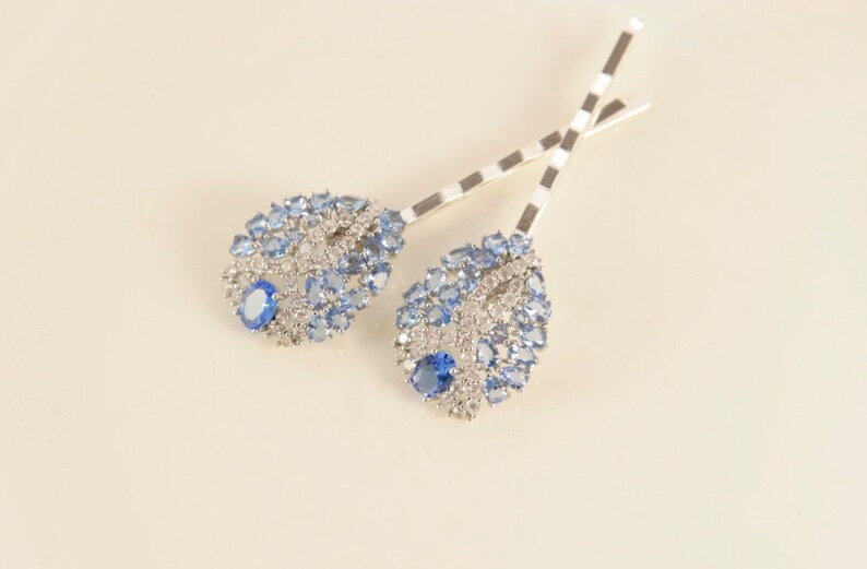 Blue Hair Pins Violet Blue Head Pins Lilac Blue Bridal Hair Pin Wedding Blue Pins Vintage Wedding Blue Hair Jewellery Art Deco Headpiece