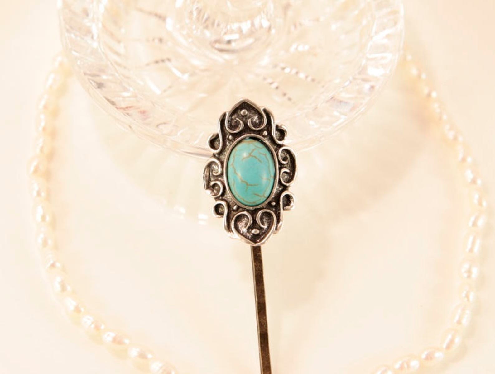 Turquoise Hair Clips Bohemian Hair Accessories Turquoise Head Etsy