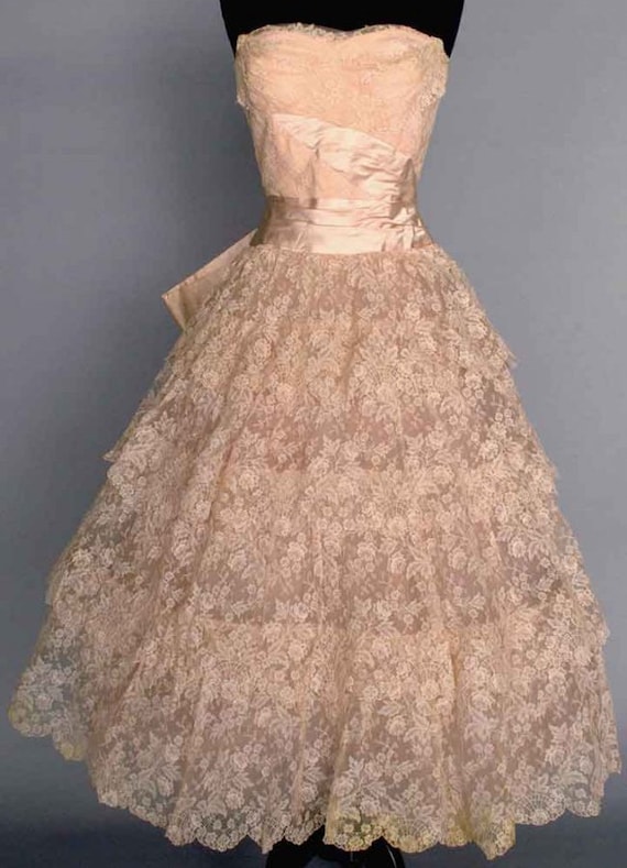 1950s Lace Wedding Dress, Vintage Wedding Dress, P