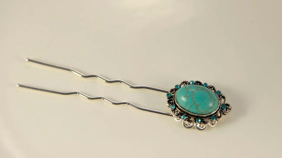 Turquoise Hair Pin Boho Bridal Hair Pins Turquoise Bridal Etsy