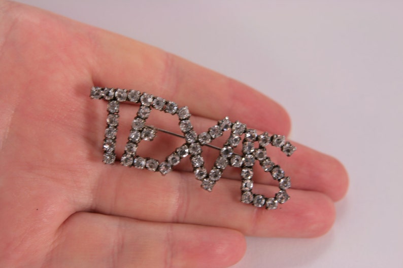 Texas Brooch Imitation Diamond Clear Rhinestones Vintage Brooch Pin City Logo Pin