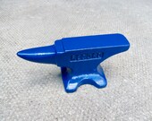 1960 39 s Vintage Blue Enamel Anvil Paperweight - 12x5.5cm